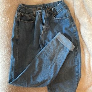 mom jeans with elastic waist band for adjustment